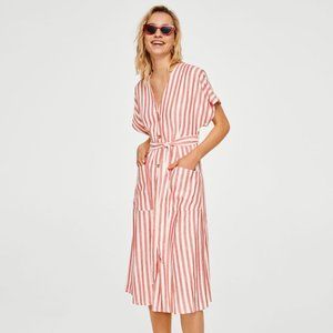 Striped mid-length dress